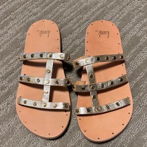 Been Metallic Gold Studded Slide Sandals - Women size 9